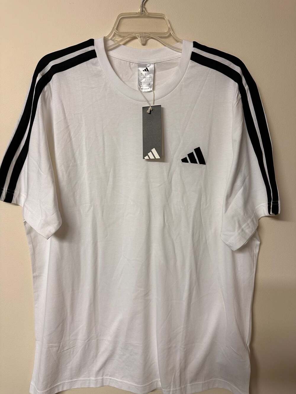 Adidas Men M 3S CO TEE 3-Stripe Short Sleeve T-Shirt White Large KG5483